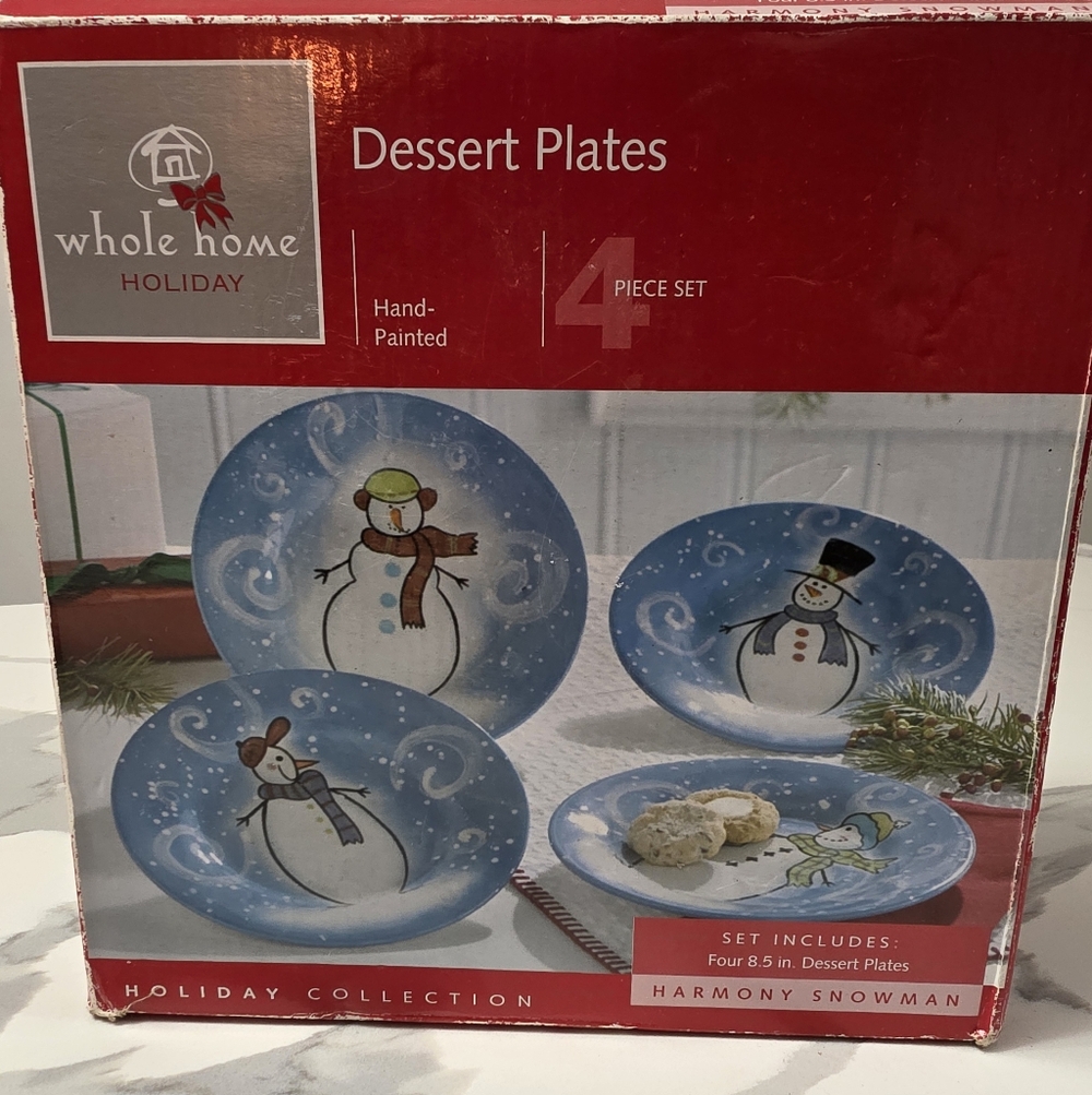 Snowman Dessert Plates - Blue